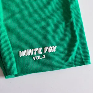 White Fox Boutique Vol 3 Ribbed Biker Shorts Green High Waisted Small thumbnail 2