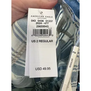 American Eagle Mom Jean Retro Indigo Stripe High Rise Denim Pants Size 2‎ NWT thumbnail 4