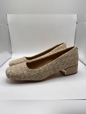 Donald Pliner Drew Pump heels with a tweed fabric upper and a low block size 9 thumbnail 2