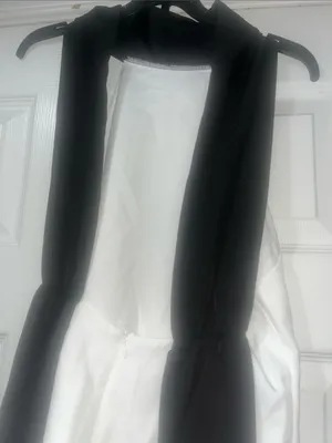 Black and White Halter Dress with Center White Panel thumbnail 3