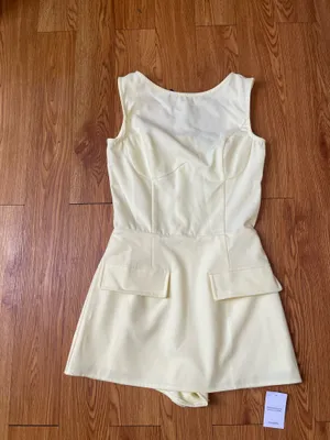 Plt lemon woven pocket detail skort playsuit thumbnail 4