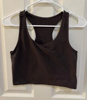 Pact Organic Cotton Racerback Crop Tank Top Brown Size S 90% Organic Cotton thumbnail 1