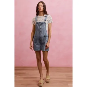SO ME Denim Washed On Front With Adjustable Strap Romper thumbnail 11