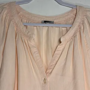 Rails‎ Peach Tencel Linen Blend Button Front Flutter Sleeve Blouse XL Boho Top thumbnail 7