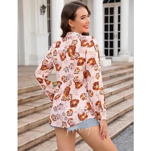 NEW Long Sleeve Button Down Shirts Floral Blouses XL thumbnail 2