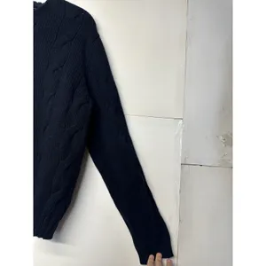 Abercrombie & Fitch Vintage Women’s XL Navy Cable Knit V-neck Sweater thumbnail 7