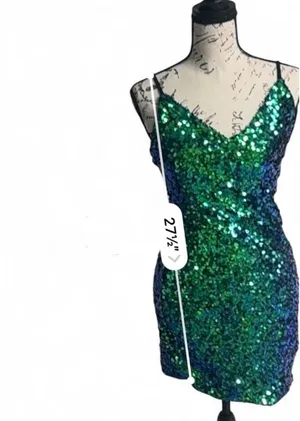xs women’s by&by green party sequin dress thumbnail 6