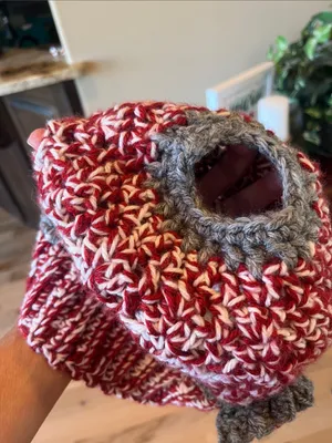 University of Alabama Kids Red & Gray Crochet Beanie Handmade thumbnail 2
