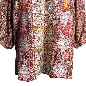 Savanna Jane Embroidered Blouse Tunic Top Medium Rayon Boho thumbnail 6