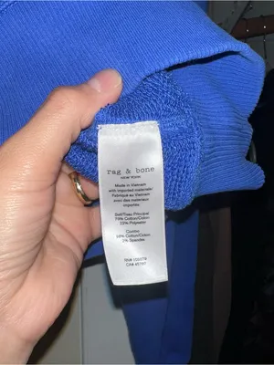 Rag & Bone Royal Blue Vintage Terry Crewneck Sweatshirt Cropped thumbnail 5