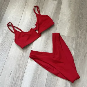 Oneone Swimwear Bikini ribbed jenni v-wire jesse cheeky womens Red (medium) swim thumbnail 1