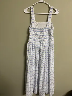 Altar'd State Florence Striped Maxi Dress Blue White Smocked Size Medium NWOT thumbnail 3