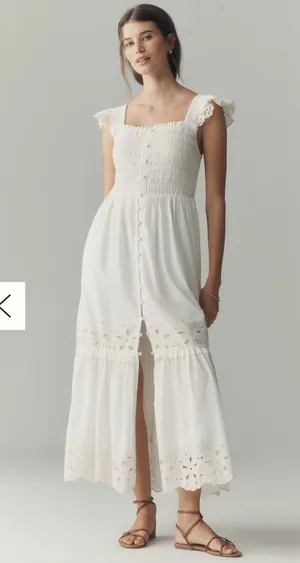 Anthropologie Peregrine Eyelet Midi Dress XS thumbnail 1