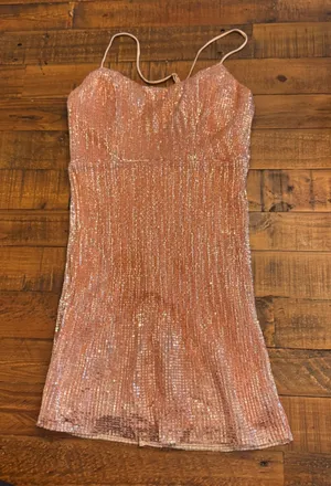 HELLO MOLLY Sparkling Rose Gold Mini Dress‎ thumbnail 1