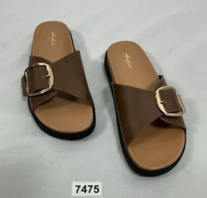 Womans New Ankis Slip On Slides Size 8 Brown Buckle Band thumbnail 1