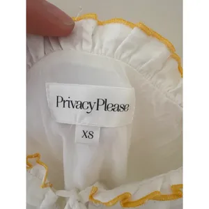 Privacy Please White Yellow Ruffle Trim Tie Front Mini‎ Dress XS Cottagecore thumbnail 2