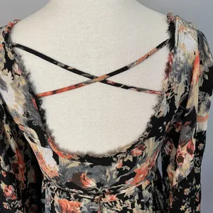 Free People Mini Dress Sz XS Heart Of Gold Dark Floral Boho Bell Sleeve Fairy thumbnail 12