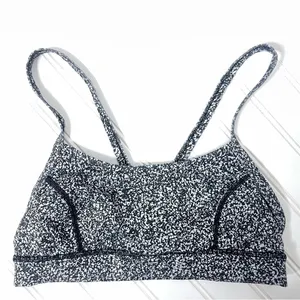 Lululemon Rise and Run Sports Bra Flahsback Static Black White Sz 6 408 thumbnail 1