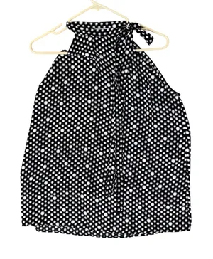LOFT Halter Top Sleeveless Tie Neck Blouse Black White Polka Dot M‎ thumbnail 1