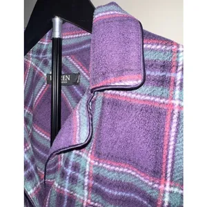 Lauren Ralph Lauren XS Plaid Fleece Sleep Shirt Pajama Top LRL‎ Purple thumbnail 4