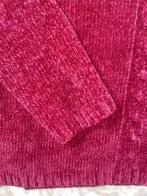 Vintage Bobbie Brooks V-Neck Cable Sweater - Wine Red thumbnail 4