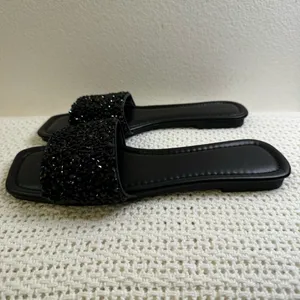New. Elegant Black Beaded Women's Casual Slide Sandals– Comfortable thumbnail 5