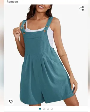 Short overalls Summer Casual Adjustable straps Loose linen short Bib Jumpsuit s thumbnail 1