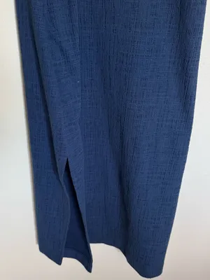 Madewell Blue Navy Indigo Knit Texture Knee-Length Midi Apron Cami Dress Size M thumbnail 5