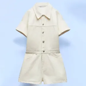 NWT ZARA DENIM TRF SHIMMERY PLAYSUIT Oyster White Medium Bloggers Fave thumbnail 9