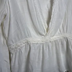 Idyllwind‎ Women Babydoll Top Medium Top Ivory Lace Trim Crochet Boho Gauze thumbnail 7