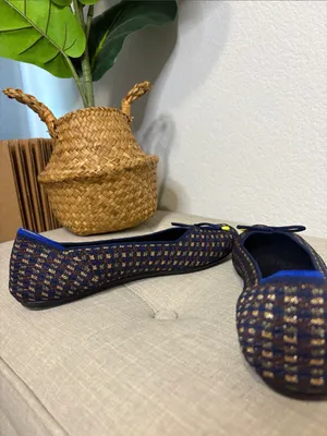 Rothy's Navy Tweed Ballet Flats with Yellow Tips 7 thumbnail 8