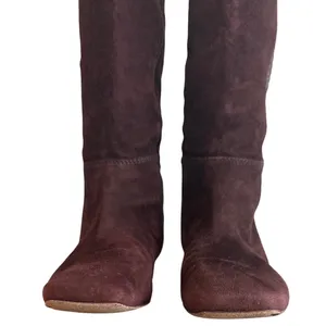 Tory Burch Brown Suede Riding Boots Snakeskin Gold Logo Knee High Sz 8 thumbnail 3