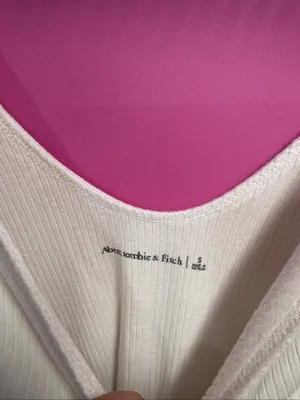 Abercrombie Women’s White Ribbed Tie-Front Bodysuit thumbnail 2