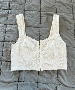 Kimchi Blue Cream Floral Lace Corset Style Top thumbnail 2