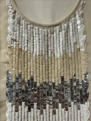 Willow & Clay Sequin-Front Cream Chiffon Tank Top thumbnail 3