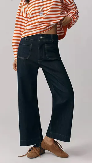 Anthropologie Maeve Colette High-Rise Wide-Leg Cropped Jeans thumbnail 1