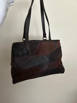 Leather patchwork purse Brown thumbnail 2