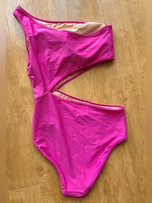 J. Crew Cutout One-Shoulder One-Piece Swimsuit, Fuchsia, Size Large thumbnail 7