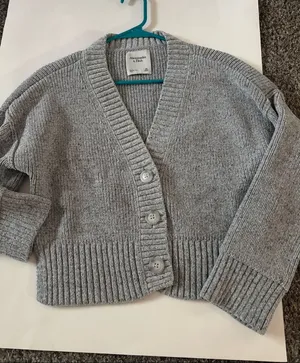 Abercrombie & Fitch Light Gray Knit Button Cardigan thumbnail 1