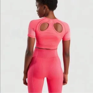 Gymshark Ultra Seamless Hot Pink Crop Top Back Cut Outs TikTok famous XS thumbnail 5