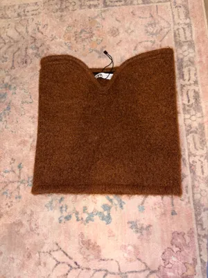 Zara brown tube top fluffy thumbnail 2