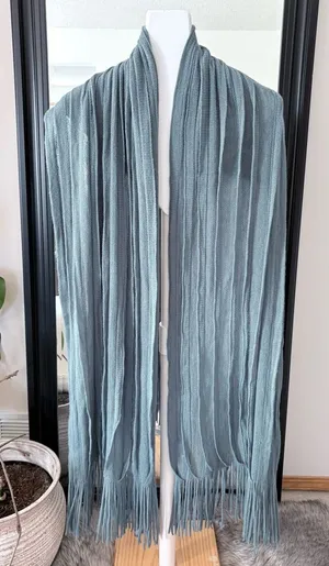 Long Steel Blue Soft Scarf thumbnail 1
