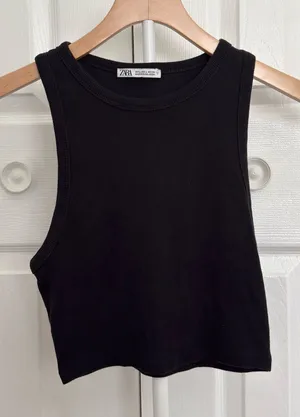 ZARA Top Tank Cropped Black thumbnail 1