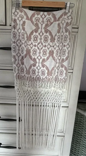 The wallflower boho Lace and crochet fringe pencil skirt thumbnail 1
