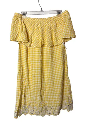Old Navy Yellow and White Gingham Off Shoulder Dress Size Medium New with tag thumbnail 1