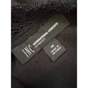 INC Intimates Black Satin Lace V Neck Camisole Nightgown Slip Dress Size Medium thumbnail 5