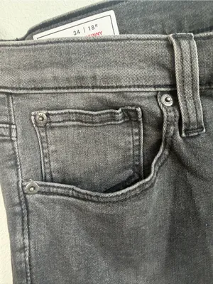 GAP Women's Black Washed Skinny Jeans with Button-Fly thumbnail 5