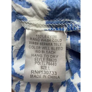 Umgee USA Blue‎ White Ikat Damask Ruffle Sleeve Midi Babydoll Dress Large B8620 thumbnail 6