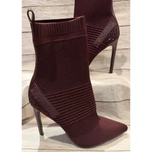 Steve Madden Maxwell Women's Mesh Pointed Toe Ankle Sock Boots, Burgundy 9.5 thumbnail 5