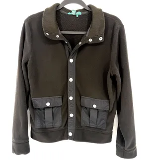 Lauren Ralph Lauren Jacket Fleece Snap Front M Black Cargo Pocket Utility thumbnail 1